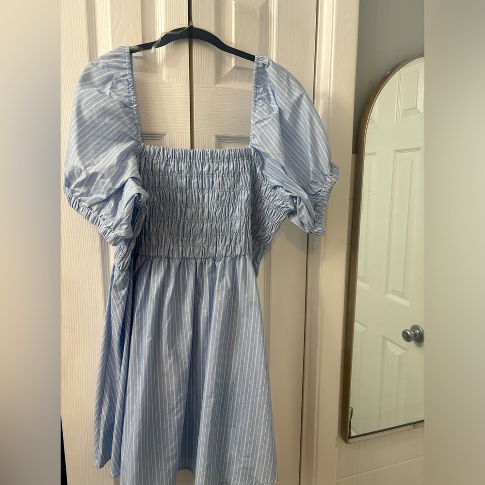 Celebrity Pink Light Blue Square Neck Dress